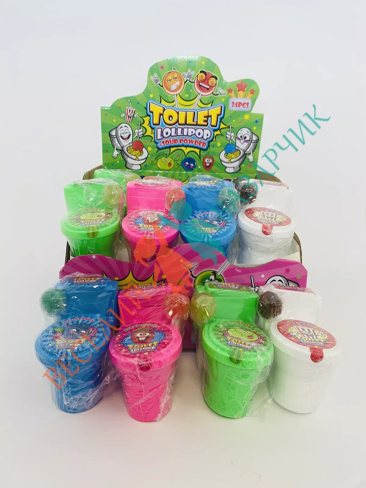 Льодяники з кислою пудрою TOILET LOLLIPOP Sour Powder Унітаз, 24шт