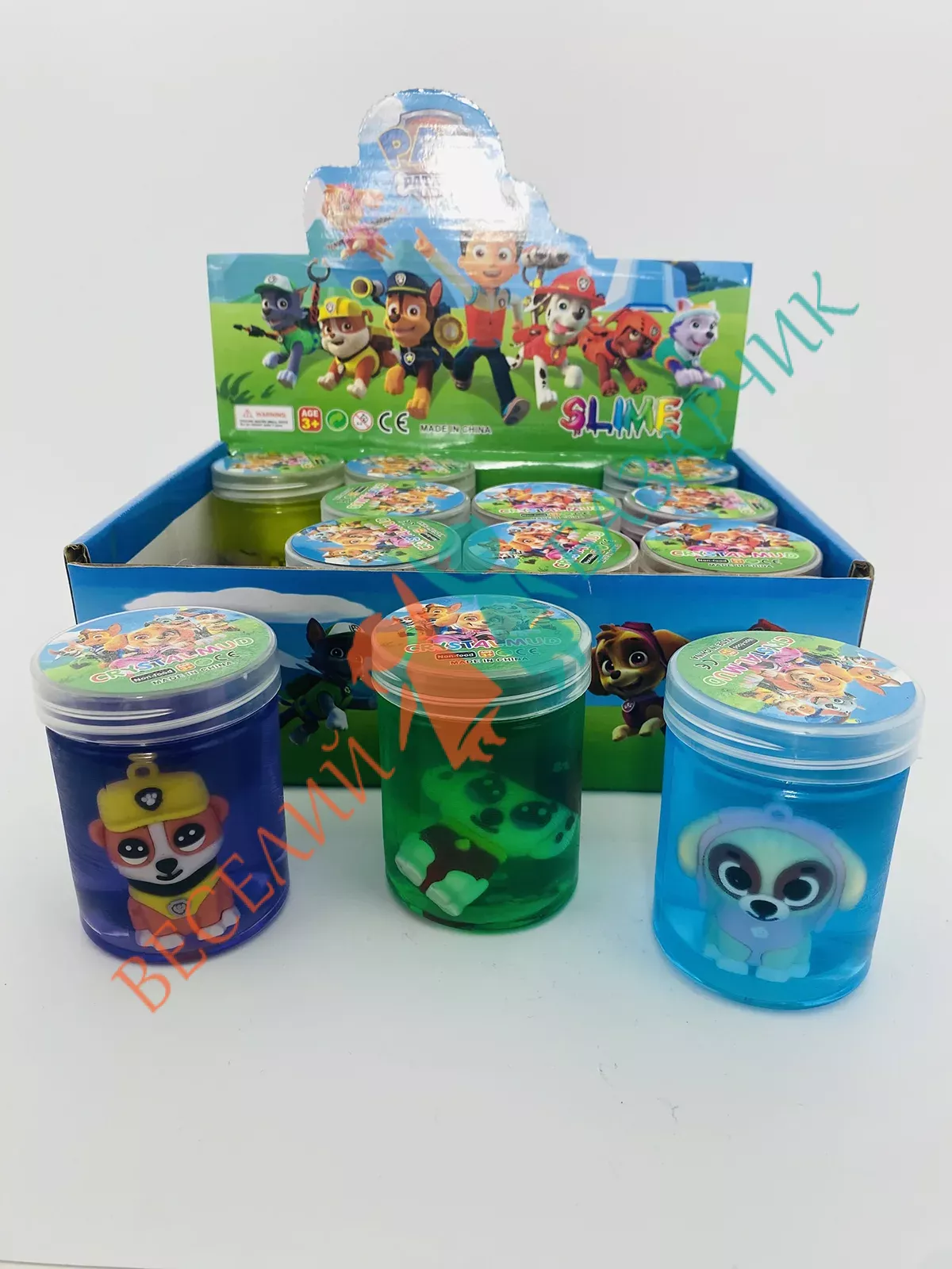 Слайм з гумовою іграшкою Щенячий патруль 12 шт